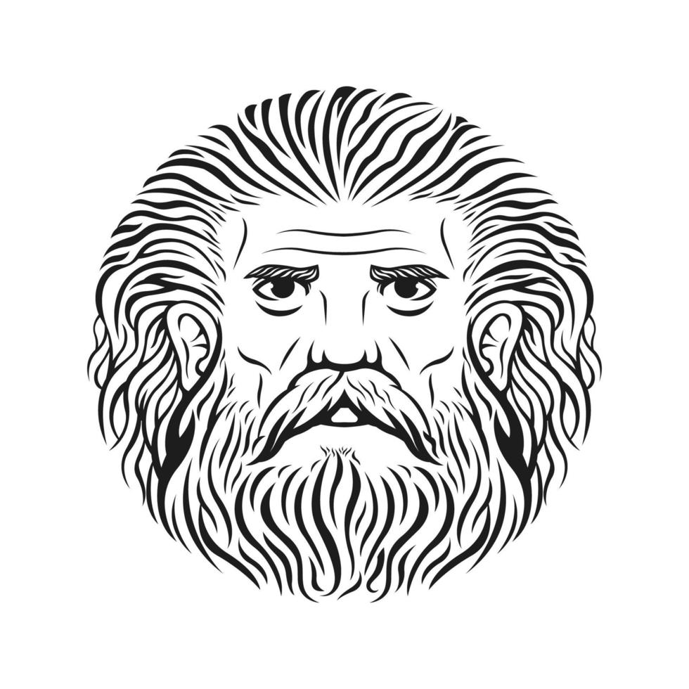 ilustración de vector de cara de cabeza de zeus