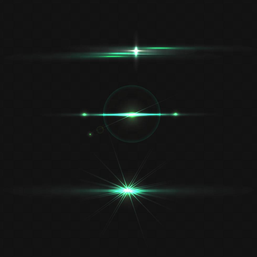 Set of bright horizontal laser or light rays. Beautiful highlights with luminous stripes on a light background. vector