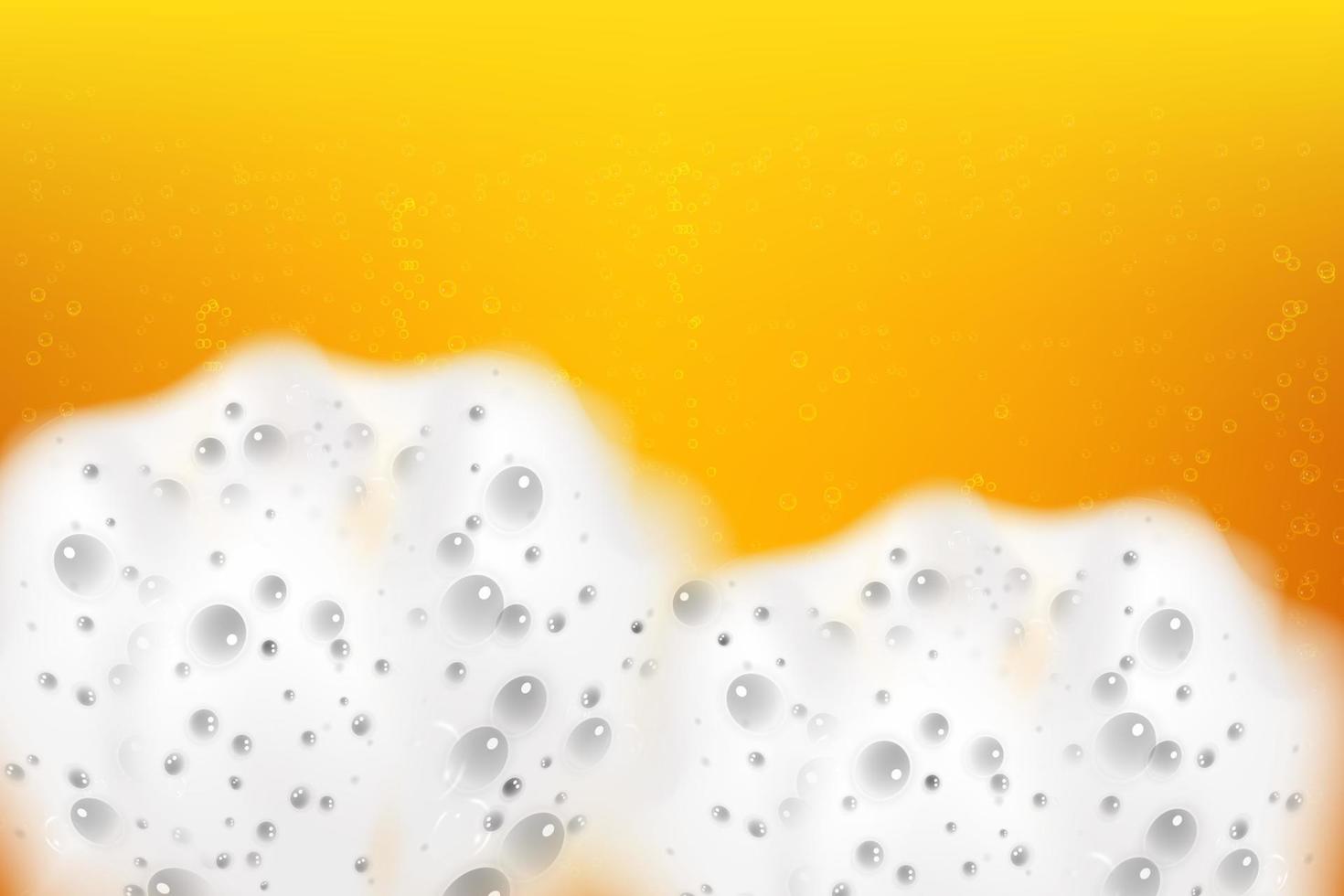 espuma de cerveza fría blanca realista con burbujas, fluyendo por una copa de vidrio. vector