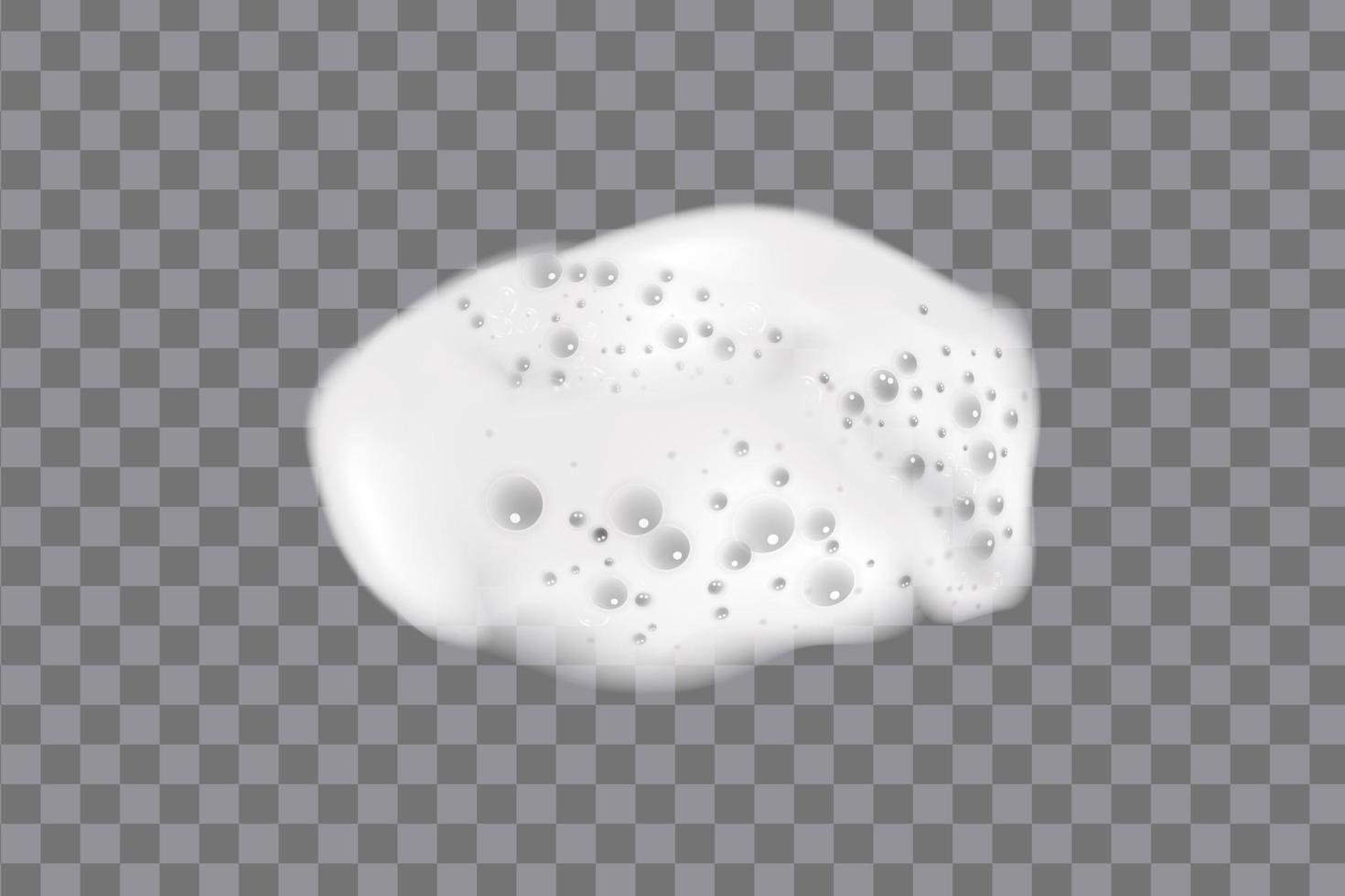 Realistic white cold beer foam with bubbles, flowing down a glass goblet. vector