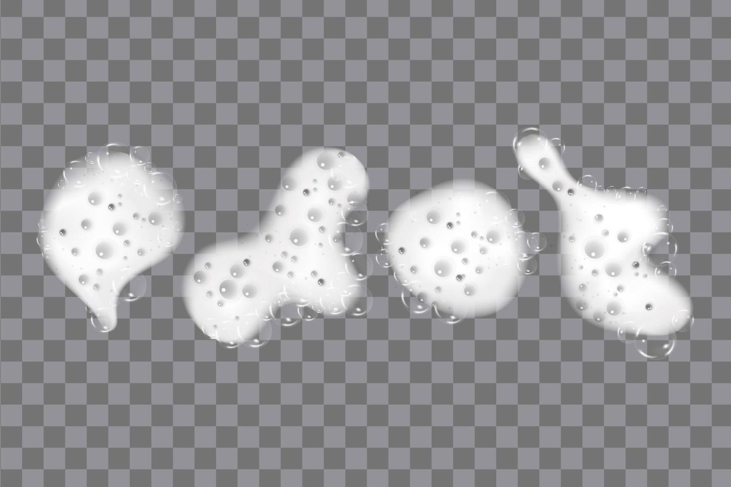 Realistic white cold beer foam with bubbles, flowing down a glass goblet. vector