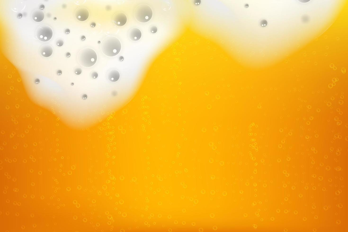 Realistic white cold beer foam with bubbles, flowing down a glass goblet. vector