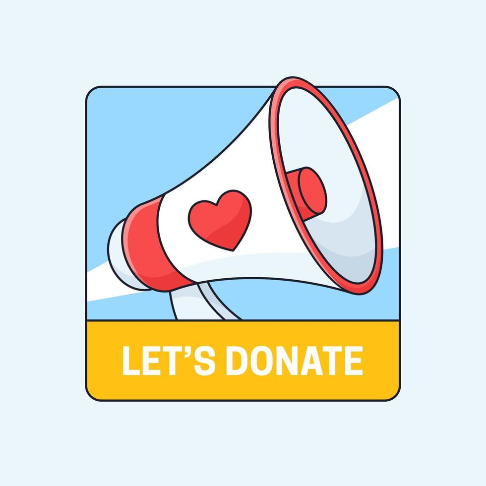 lets donate megaphone with hearth icon for charity fundraising campaign vector illustration