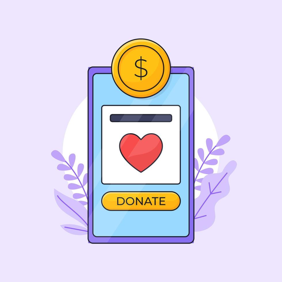 online fundraising charity donation mobile app vector illustration