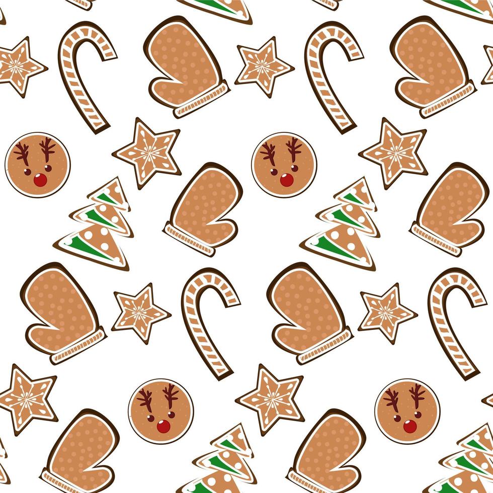 Christmas pattern with cookies. Seamless texture. Vector. vector