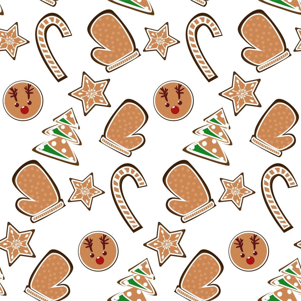 Christmas pattern with cookies. Seamless texture. Vector. vector