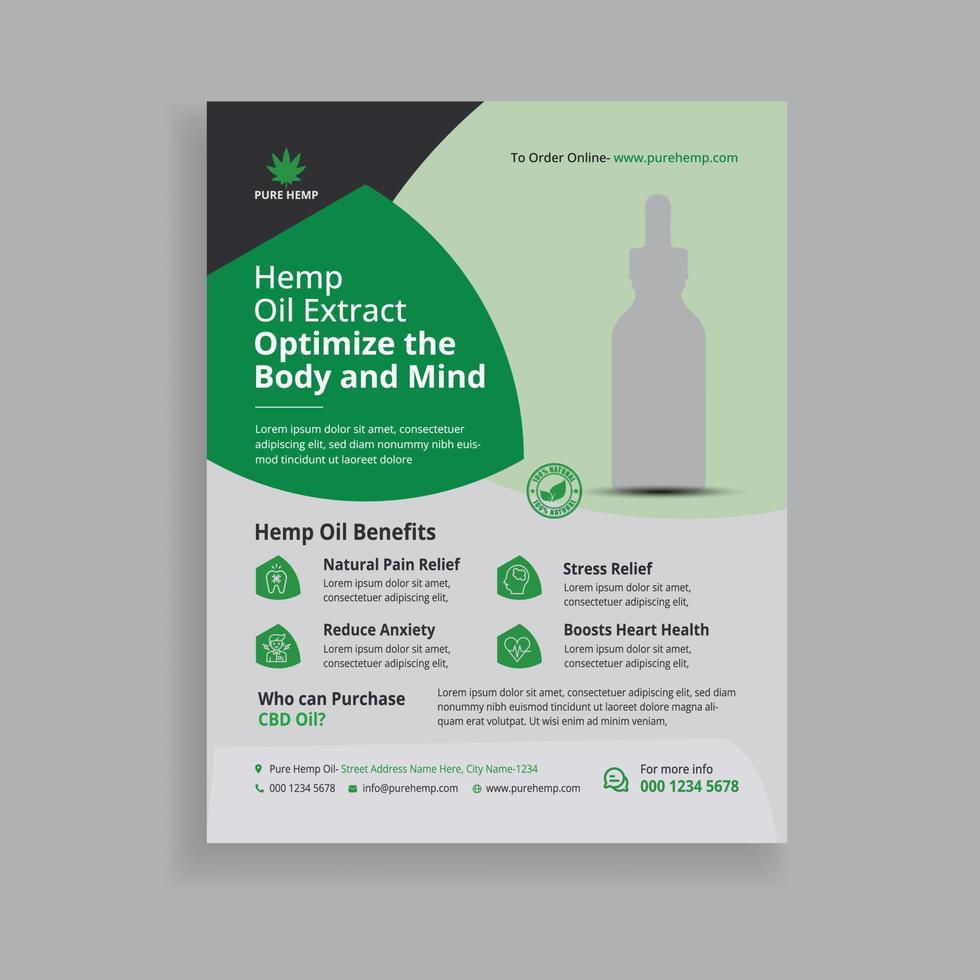 Hemp product flyer template vector
