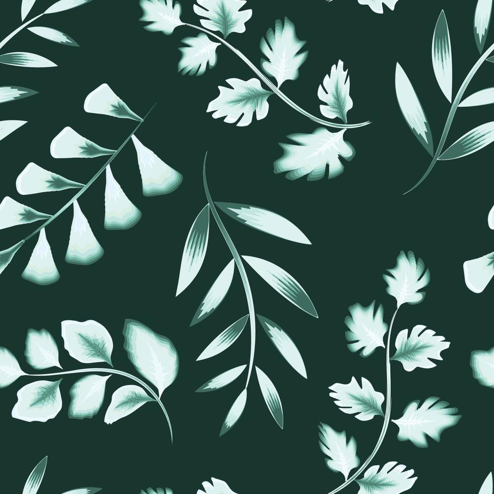 vintage foliage seamless pattern with blue monochromatic tropical leaves and plants on pastel background. Summer hawaiian. tropical background. Jungle print. Vector design. nature wallpaper. spring