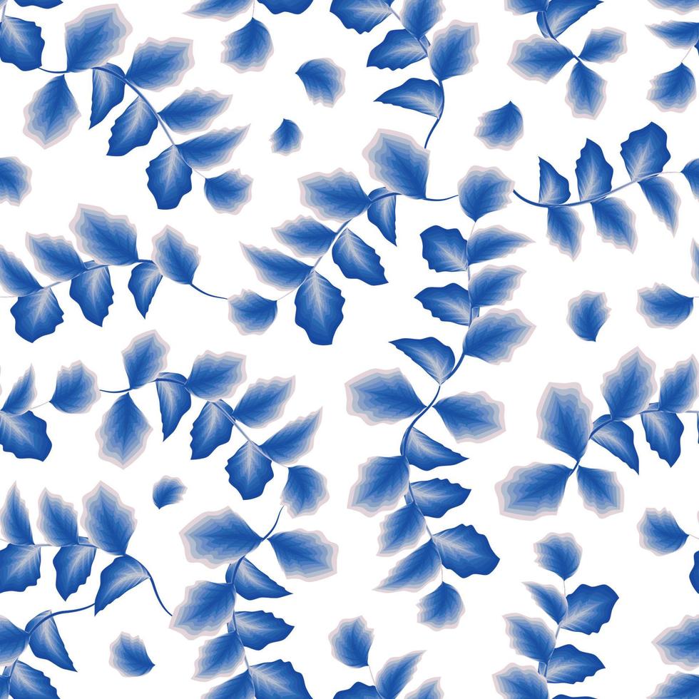 blue branch foliage seamless pattern on white background. Fashionable abstract leaves. Summer trend design with tropical vector. Exotic tropic. nature wallpaper. tropical background. autumn wallpaper vector