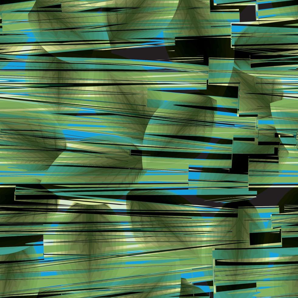 patrón transparente de follaje de naturaleza verde con sombra de madera abstracta en el marco sobre fondo negro. patrón de hojas abstractas dibujadas a mano. arte de línea .dibujo de contorno. ornamento de la naturaleza para textiles vector