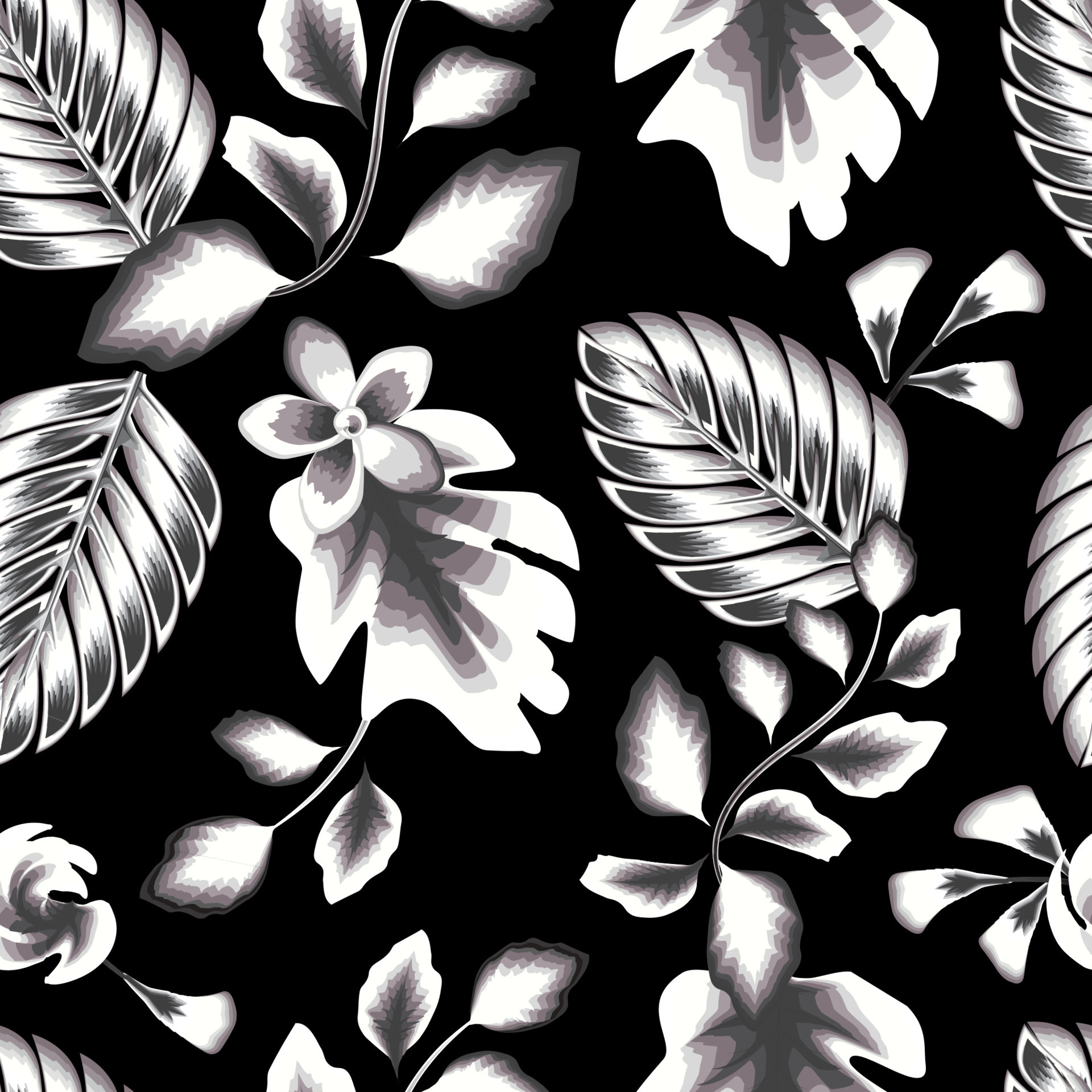 gray vintage color background tropical plants leaves seamless pattern on dark  background. Nature ornament for textile, fabric, wallpaper, surface design.  fashionable prints texture. nature wallpaper 10930802 Vector Art at Vecteezy