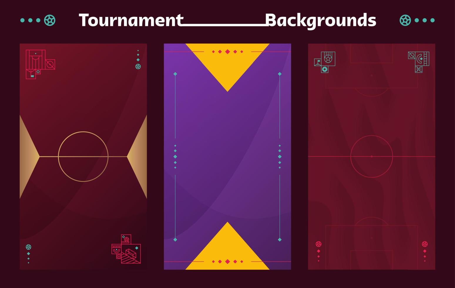 World football 2022 social media backgrounds set. Vector illustration Football 2022 vertical pattern background or banner, card, website. burgundy color