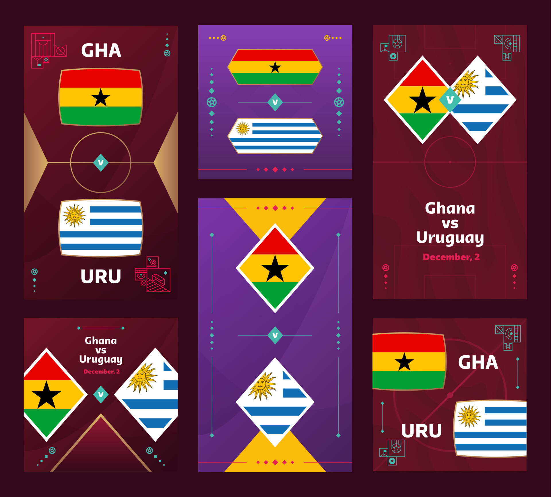 Ghana Vs Uruguay Match World Football 2022 Vertical And Square Banner ghana-vs-uruguay-match-world-football-2022-vertical-and-square-banner