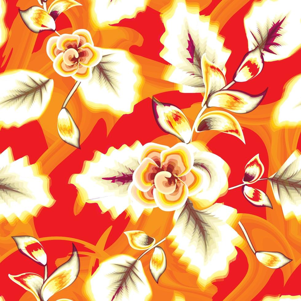 ilustración de fondo abstracto rosa con coloridas hojas tropicales y follaje de plantas de flores en la luz. textura de estampados de moda. naturaleza decorativa. papel pintado tropical. fondo floral. el verano vector