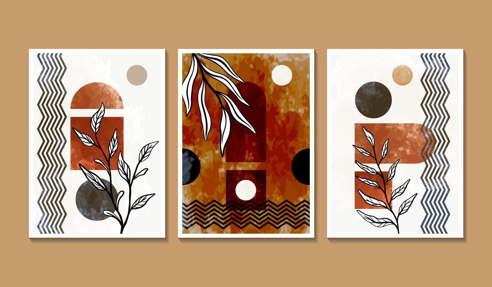 Flat design abstract art cover collection set vector