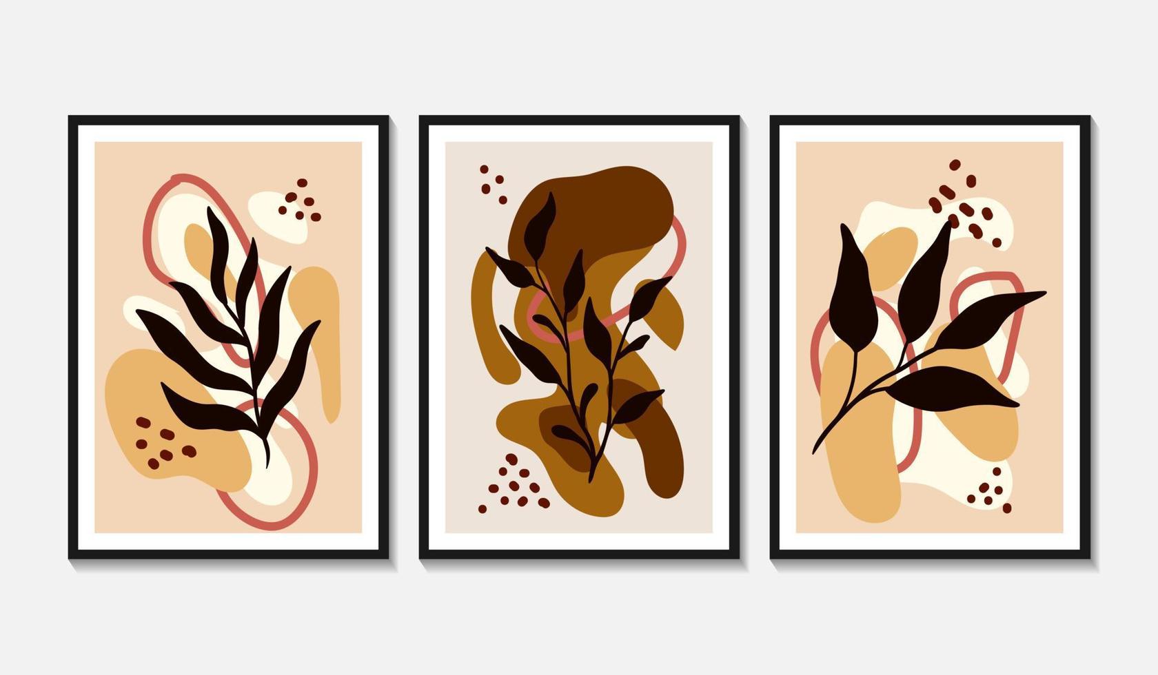 Hand drawn flat design boho wall art collection set vector