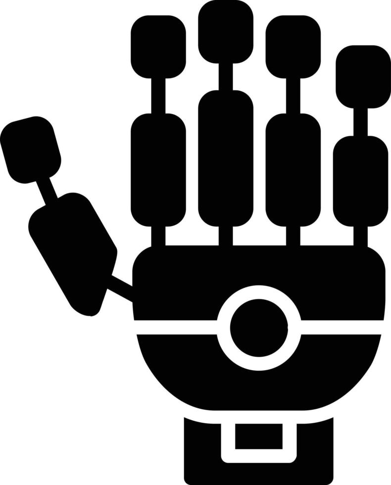 icono de glifo de mano de robot vector