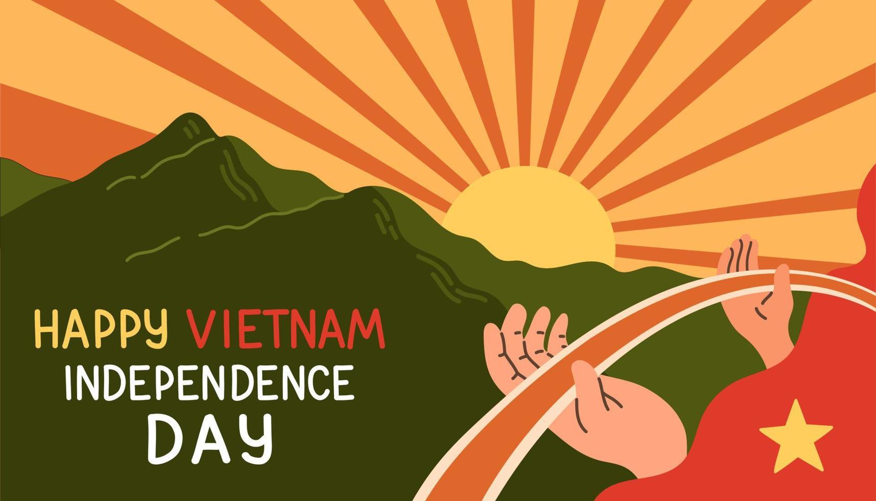 día de la independencia de vietnam ilustración vectorial 2 de septiembre. plantilla para el diseño del cartel del día de la independencia vector