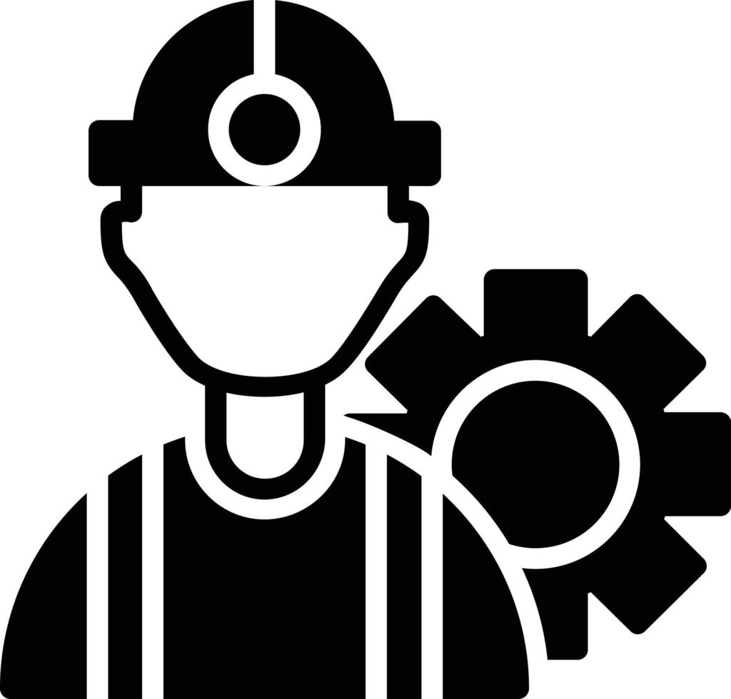 icono de glifo de trabajador de construcción vector