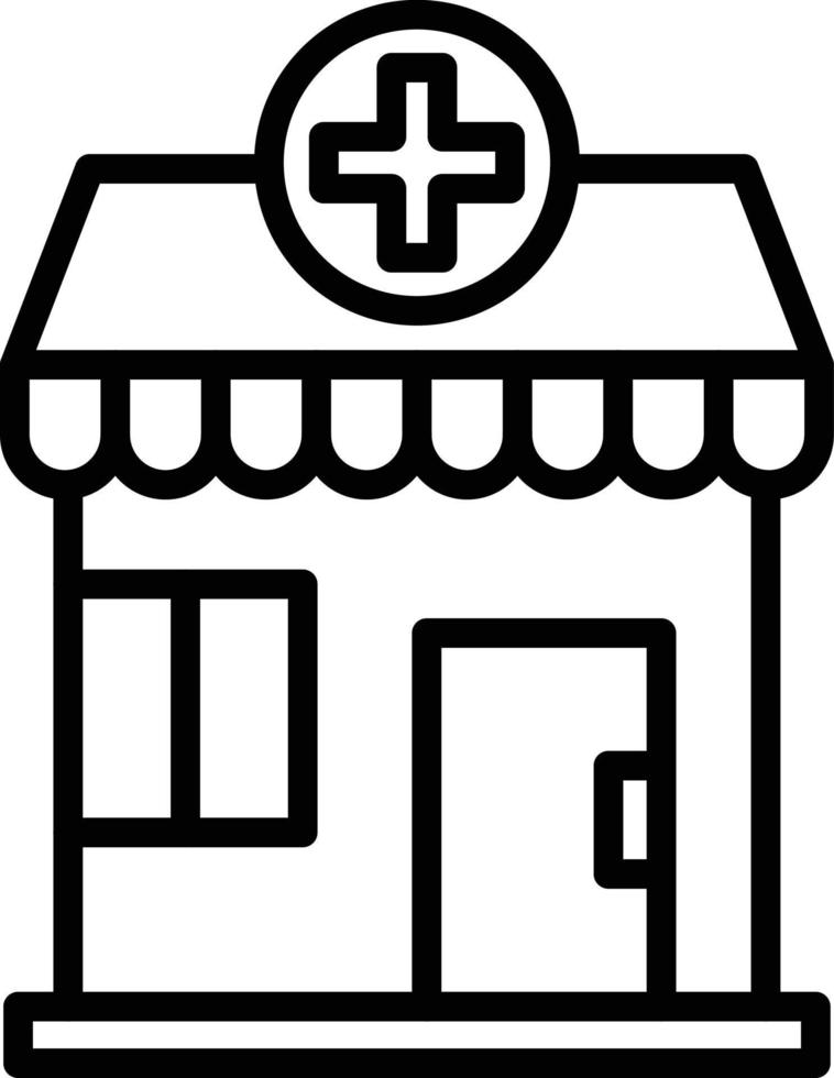 icono de línea de edificio de farmacia vector