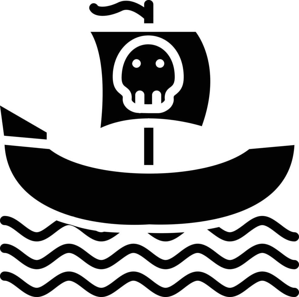 icono de glifo de barco pirata vector