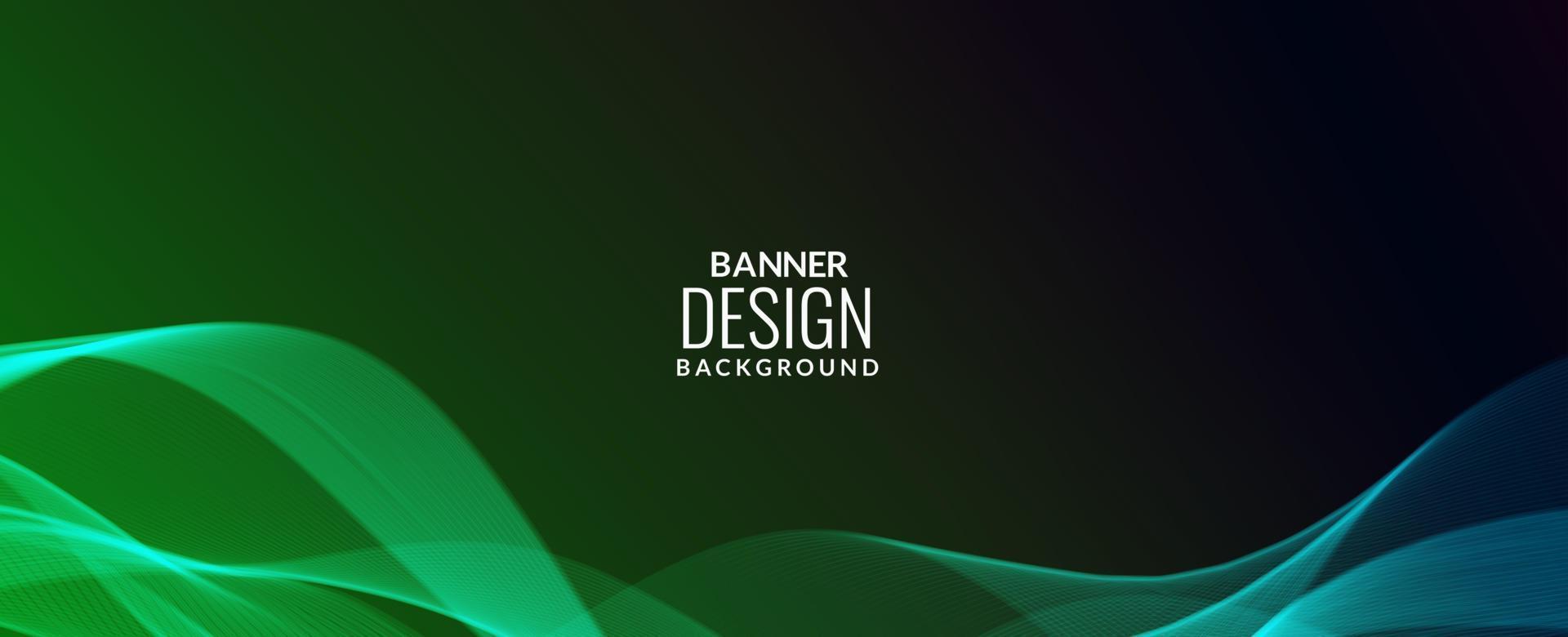 Dark abstract background with flowing colorful wave banner background pattern vector