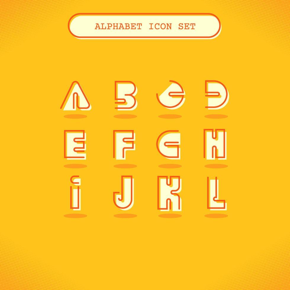 Alphabet A-L Icon With Line Design vector