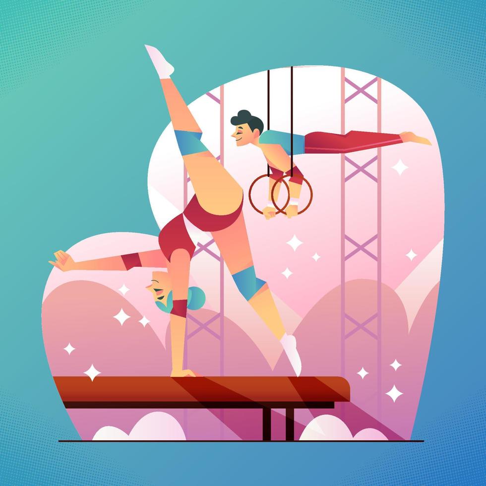 Couples Doing Gymnastics vector