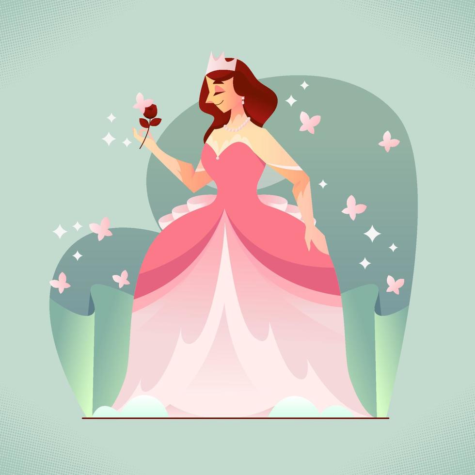 Butterflies Surround The Princess And Her Dress vector