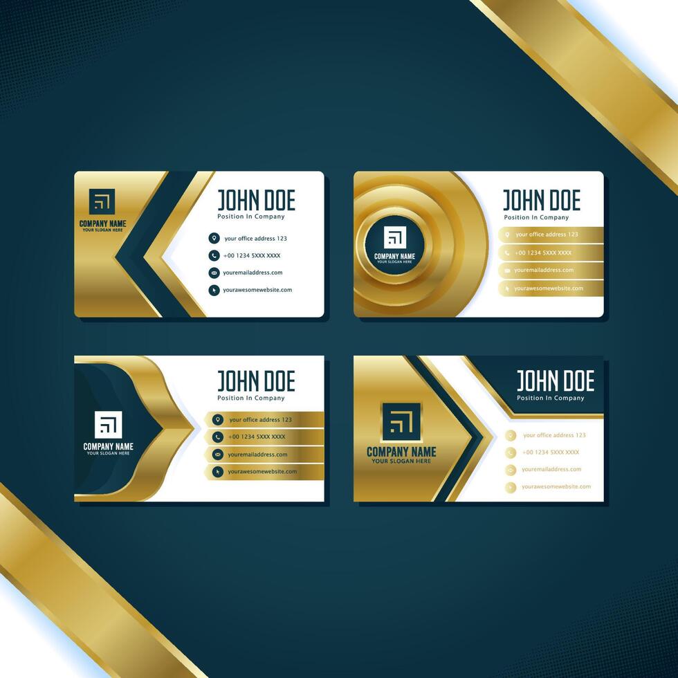 White And Gold Business Name Card vector