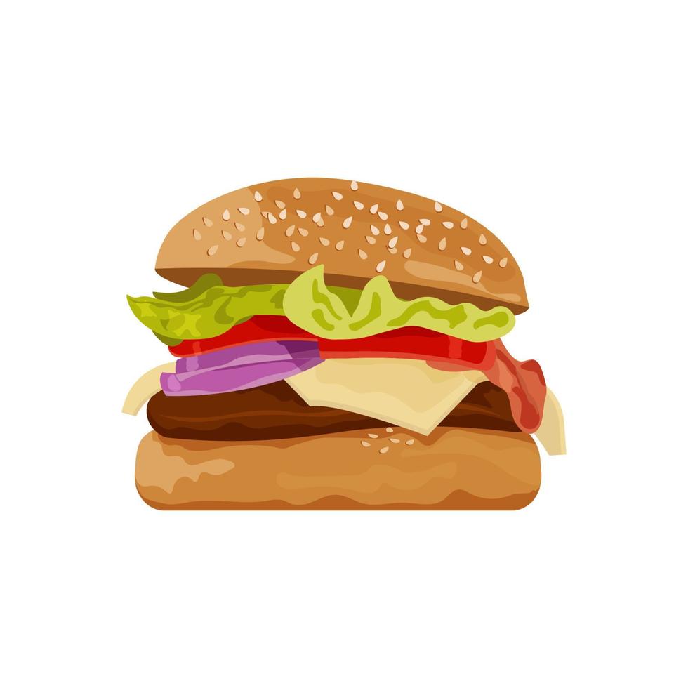 Vector cheeseburger. Fast food illustration