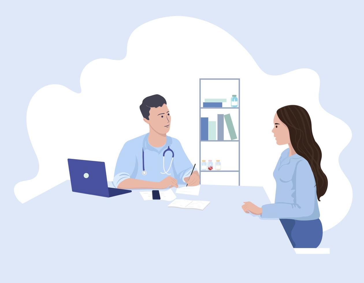 A patient at a doctor's appointment. Vector illustration.