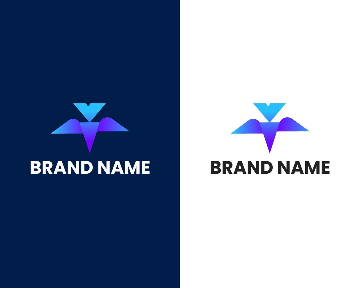 letter y and v mark modern logo design template vector