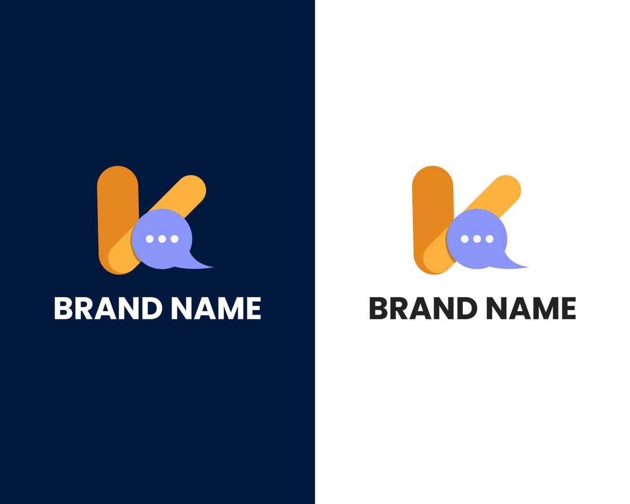 letter k with chat mark modern logo design template vector