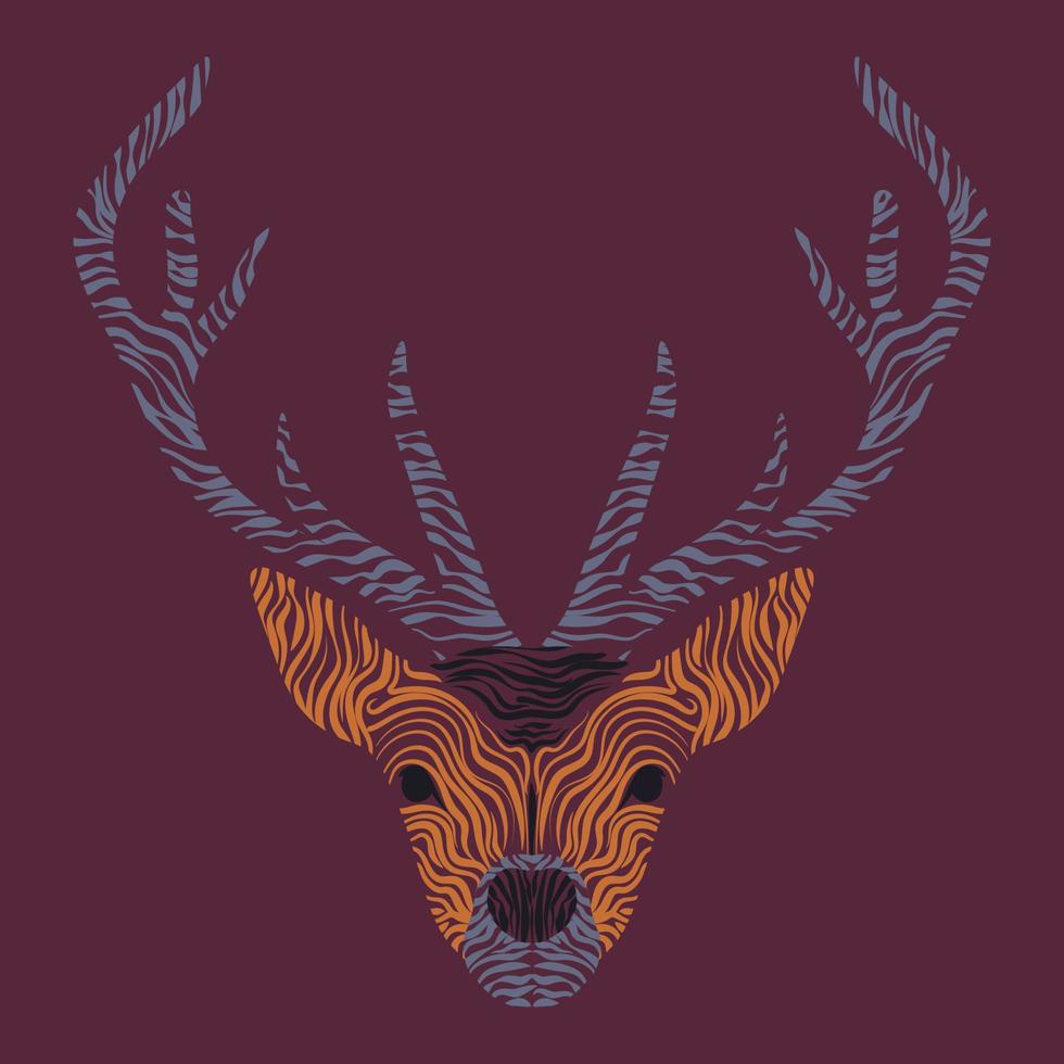 Logo with deer in modern style on dark background. Vector illustration. Creative concept. Creative graphic design with deer. Poster with deer.