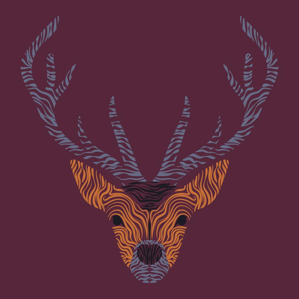 Logo with deer in modern style on dark background. Vector illustration. Creative concept. Creative graphic design with deer. Poster with deer.