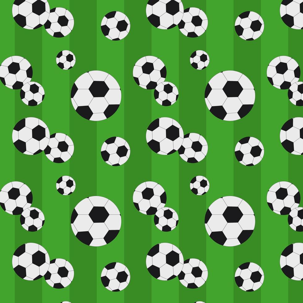 lindo patrón brillante con balones de fútbol en el campo. patrón impecable con fútbol para el diseño de decoración. fondo de pantalla de fútbol ilustración vectorial vector