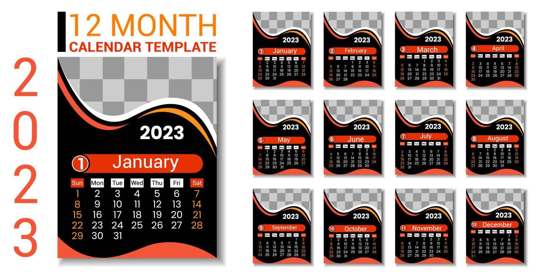 Unique And Modern Calender Designe Template 2023 vector