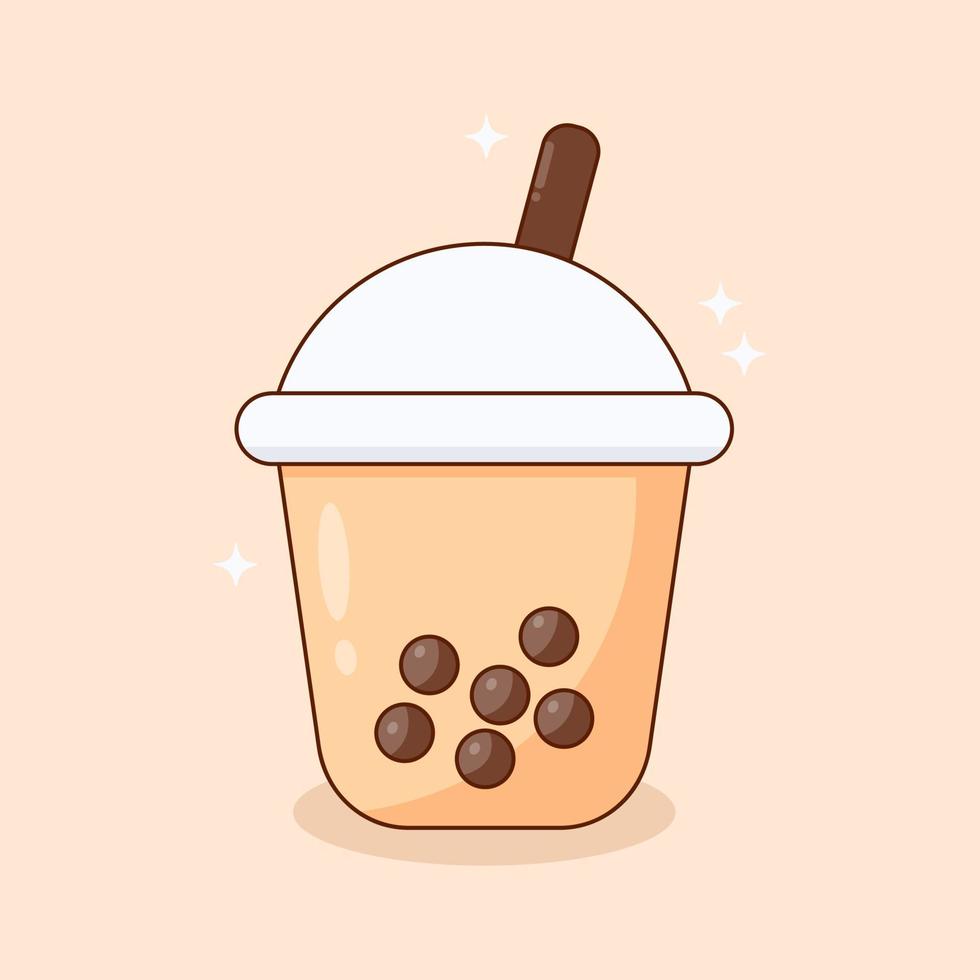 Doodle Cartoon Delicious Milk Boba Tea vector