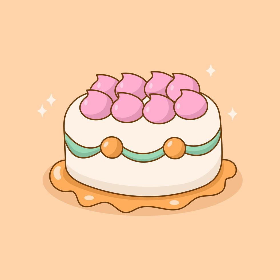 Doodle Cartoon Delicious Birthday Cake vector