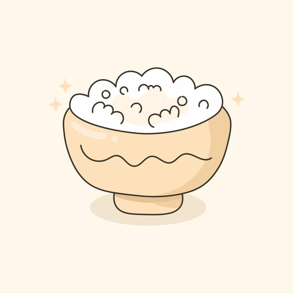 Hand Drawn Rice in a Bowl vector