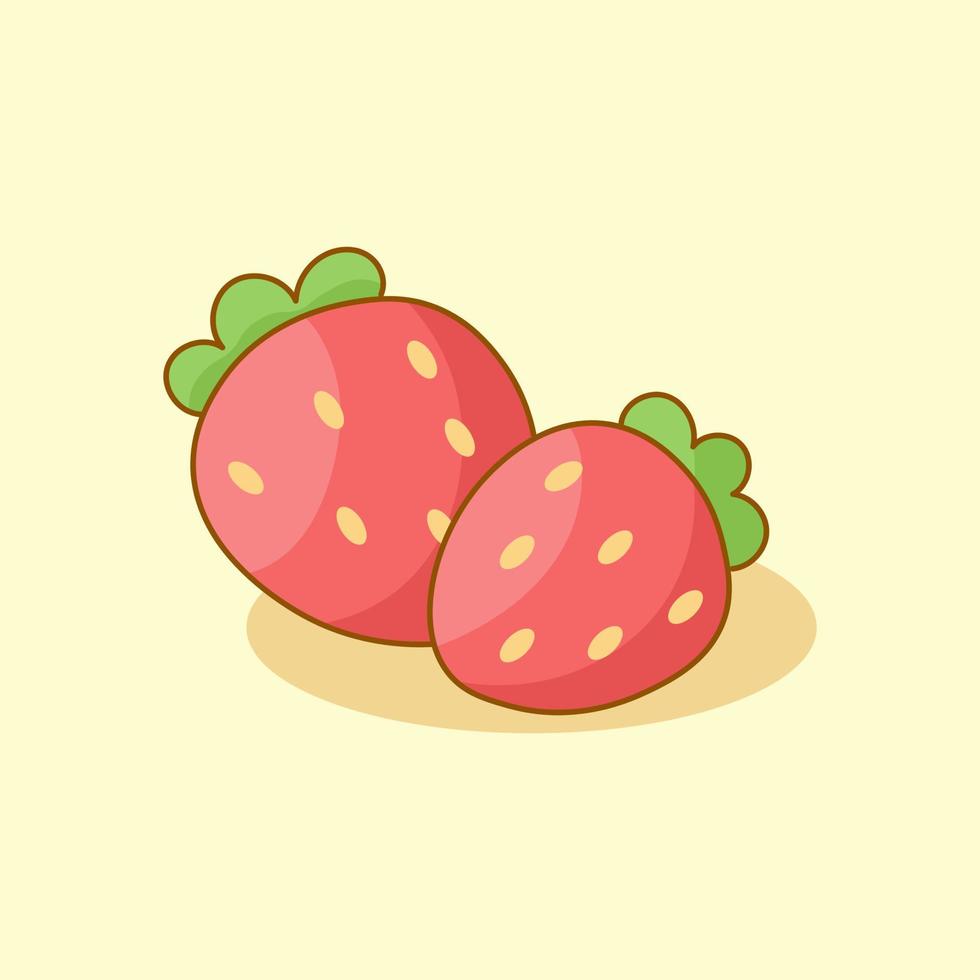 Doodle Cartoon Fresh Strawberry Fruit vector