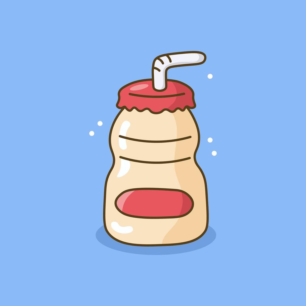 Doodle Cartoon Milk Drink in Bottle vector