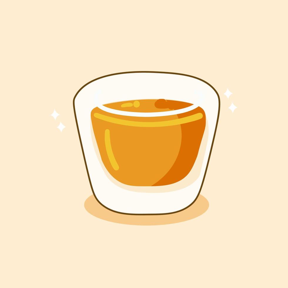 jugo de naranja de dibujos animados de fideos en un vaso vector