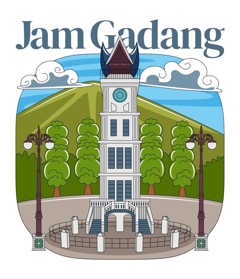 Jam Gadang in Vector Illustration