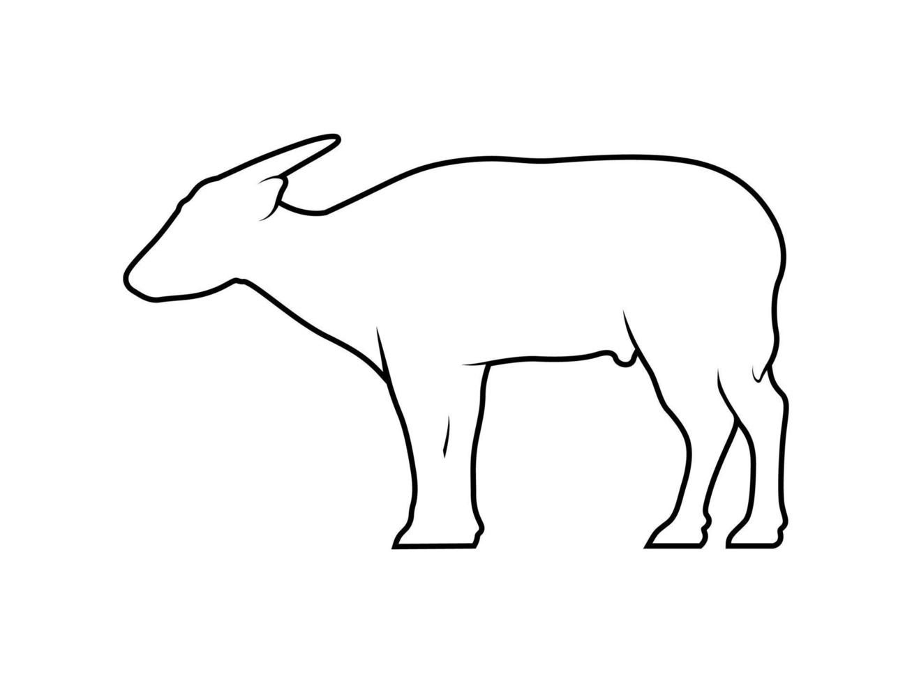 silueta de contorno de vector animal de anoa