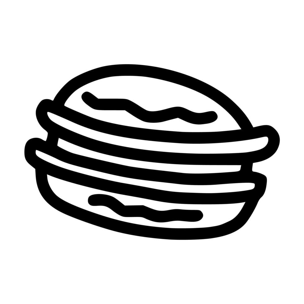 un macaron con glaseado vista lateral lineart vector ilustración icono plantilla de diseño con estilo dibujado a mano de garabato