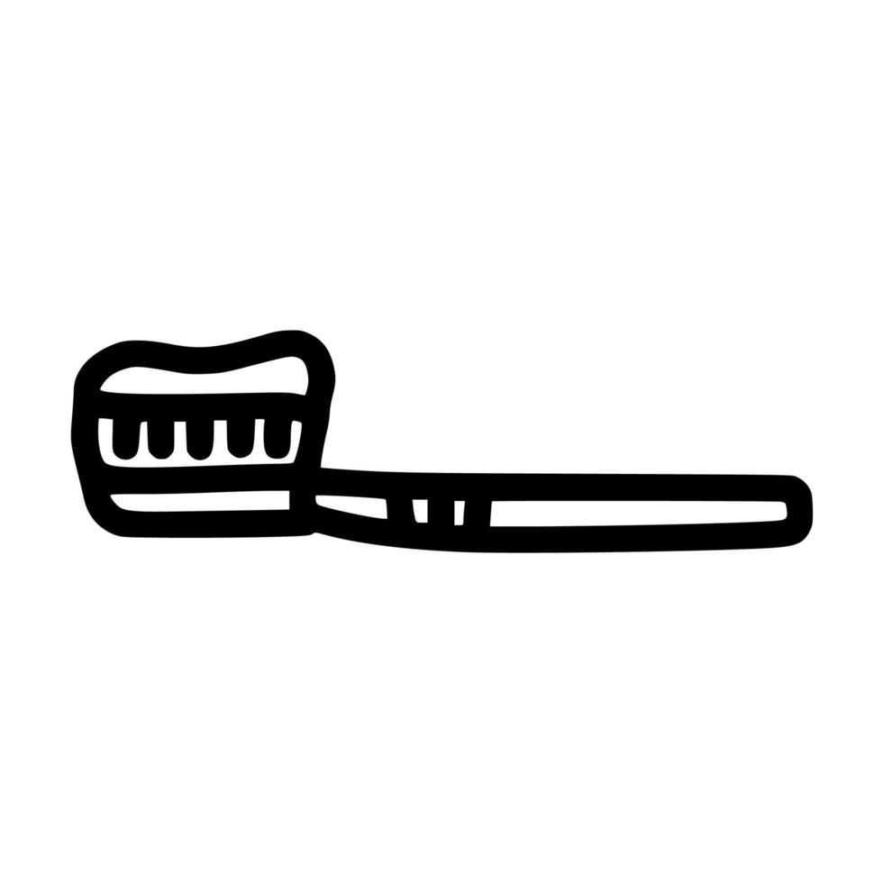 cepillo de dientes con pasta en el diseño de icono de ilustración de vector de línea superior con estilo dibujado a mano de garabato