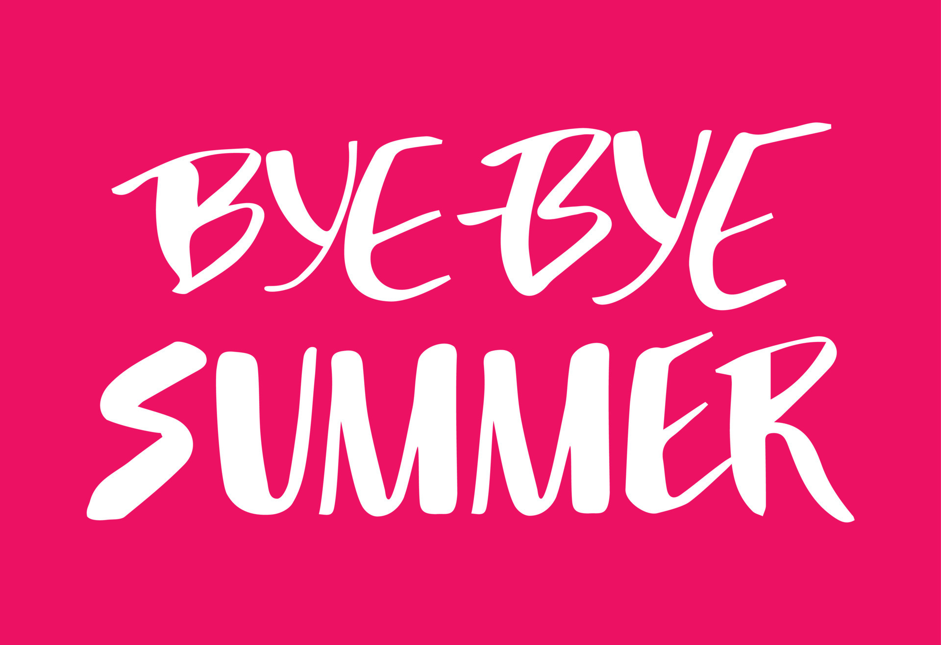 Bye bye summer hand drawn lettering design. Text message to the end of