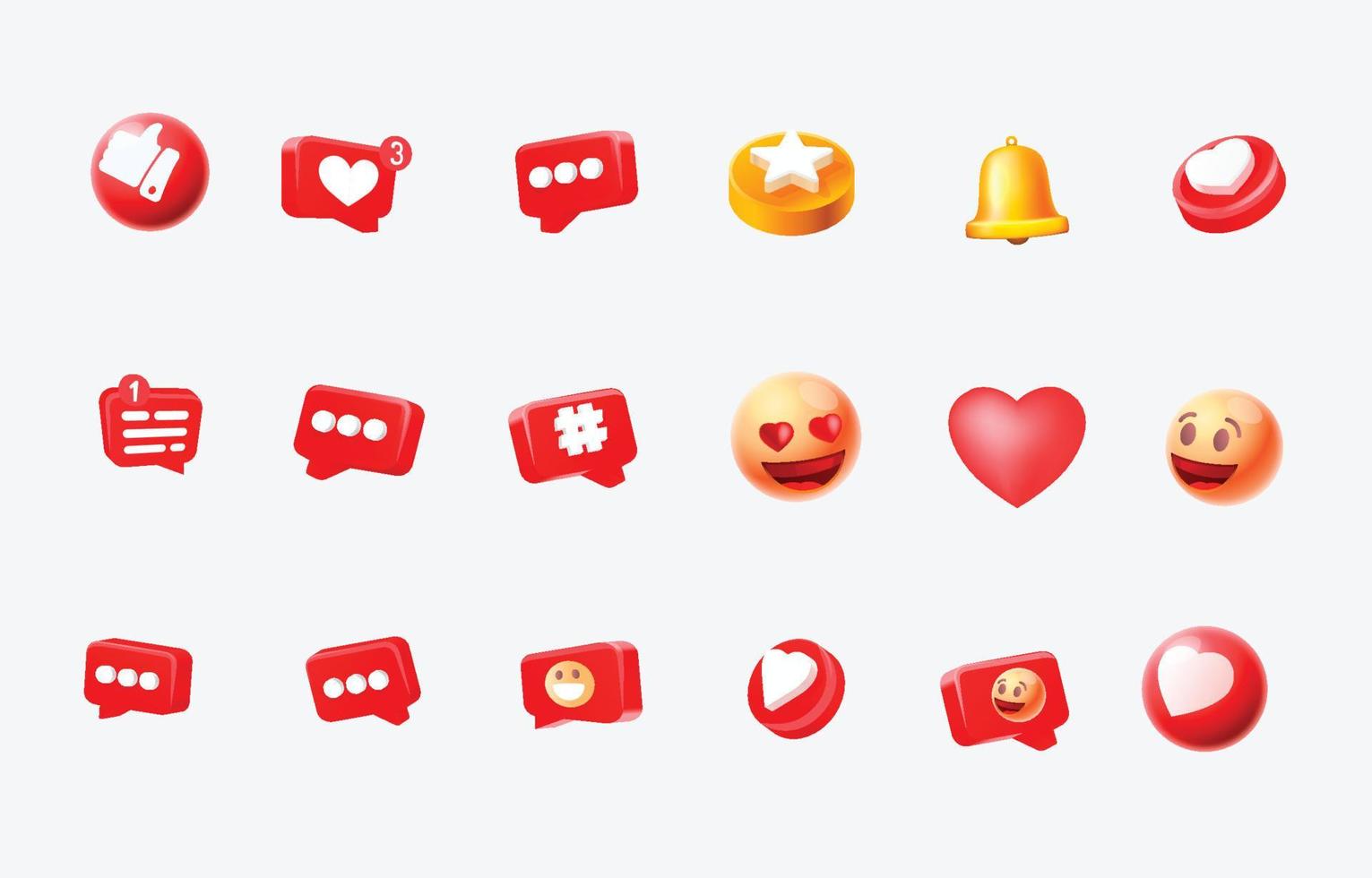 Set of emoji and social media emoticons vector